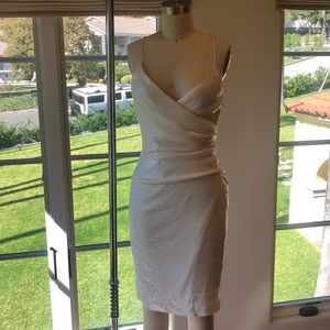 Nicole Miller white sequin asymmetrical dress